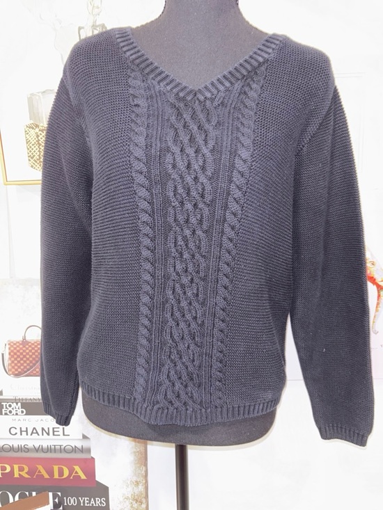 Talbots Sweaters - Talbots Petite Ribbed V-Neck Pullover in Navy